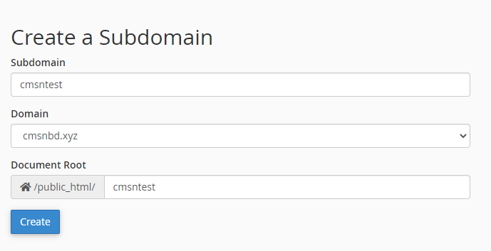 creating sub domain in cPanel